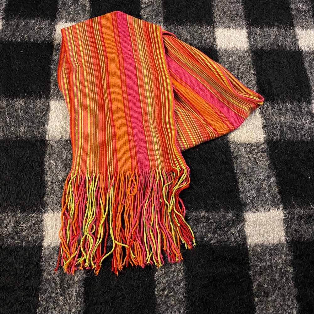 Y2k Multiple Color Fringe Acrylic Long Scarf - image 1